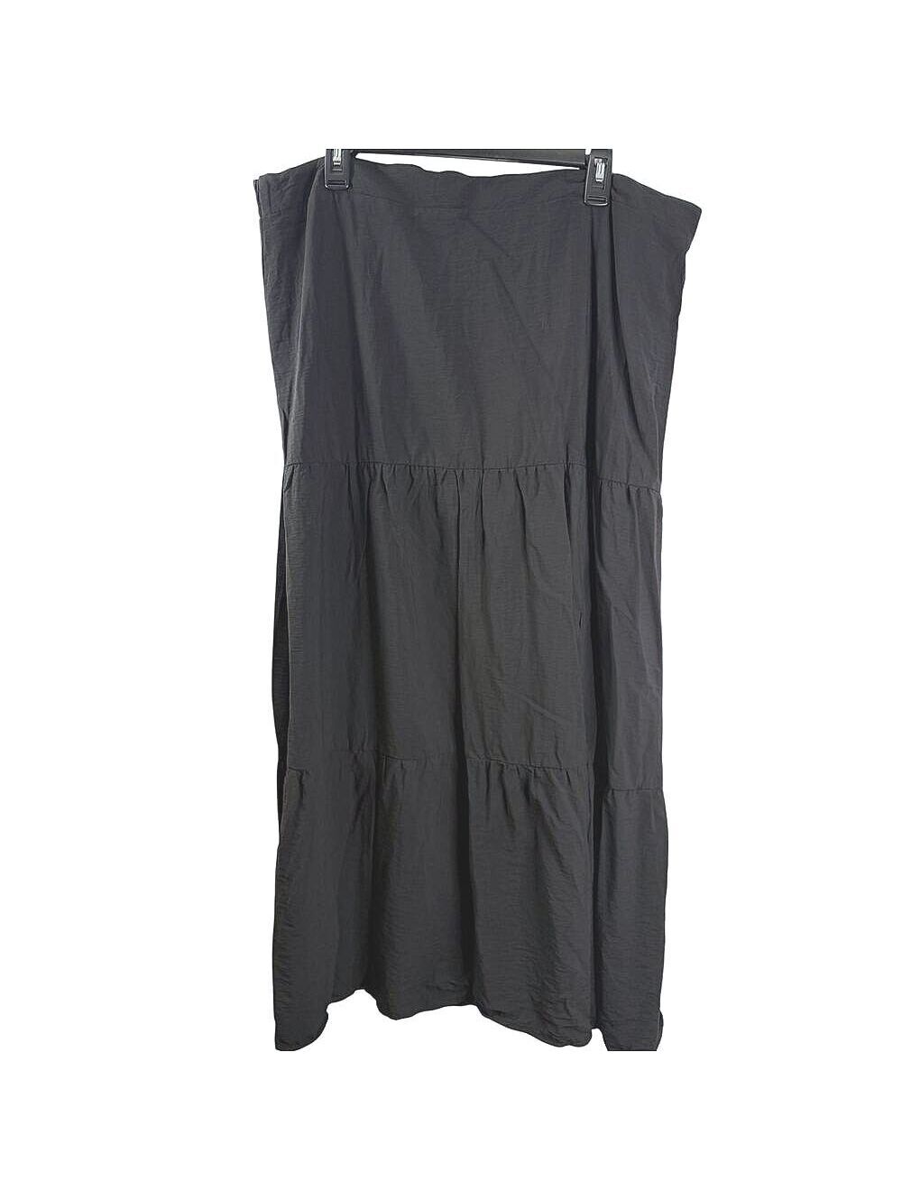 Nine West XXL Black Tiered Maxi Skirt Elastic Waist Rayon Blend NWOT